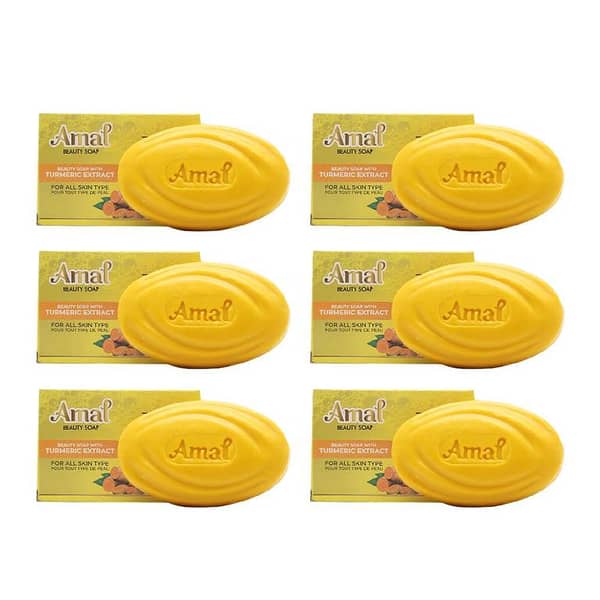 Pack of 6 SAC AMAL Turmeric Soap Bars, 80gm Each for Daily Use