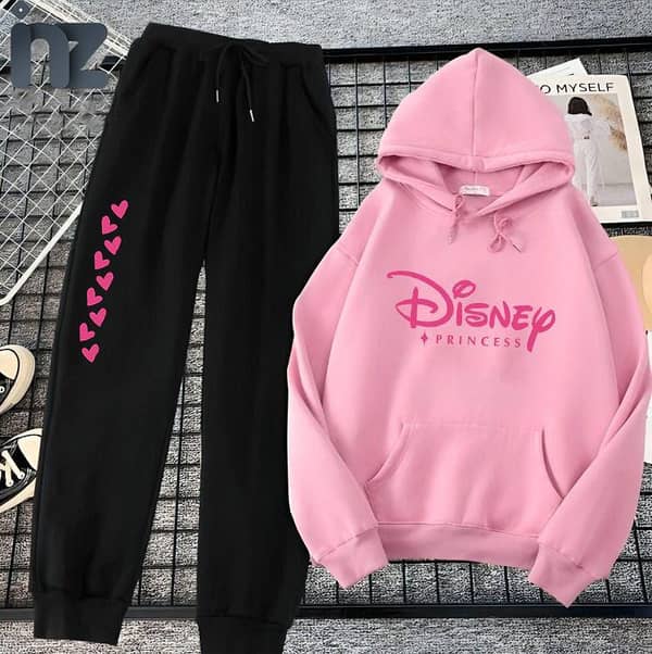 Girls and Women's Meow Print Oversized Pajama Set with Hoodie and Trousers for Winter Comfort