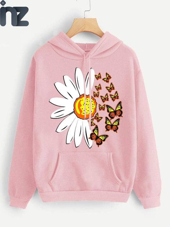 Fashion by INZ Women's Winter Fleece Hoodies - Printed Pullover Sweatshirt for Girls and Women