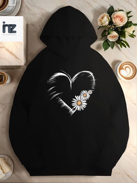 Premium Love Print Oversized Hoodies and Sweatshirts for Women and Girls - Comfortable Winter Lounge Wear