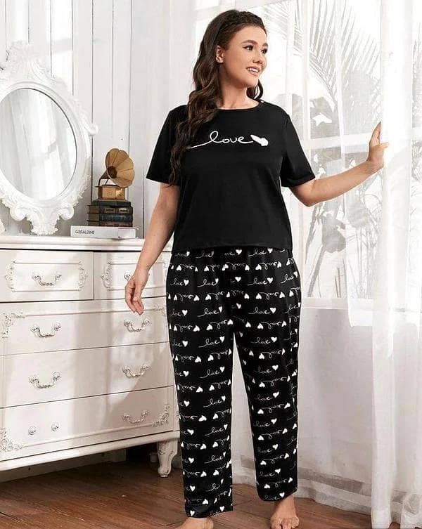 Girls' and Women's Oversized Printed T-Shirt and Trouser Set for Relaxation