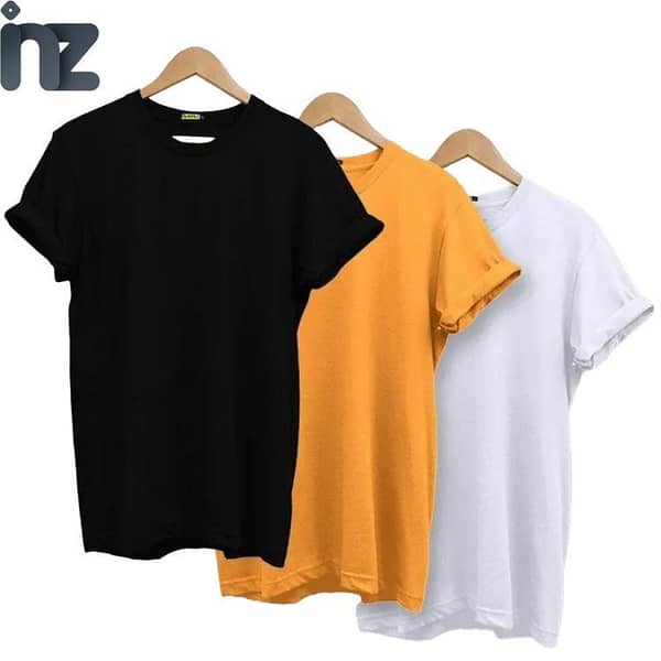Set of 3 Half Sleeve Cotton T-Shirts for Men and Boys - Casual Round Neck Shirts for Formal and Party Wear