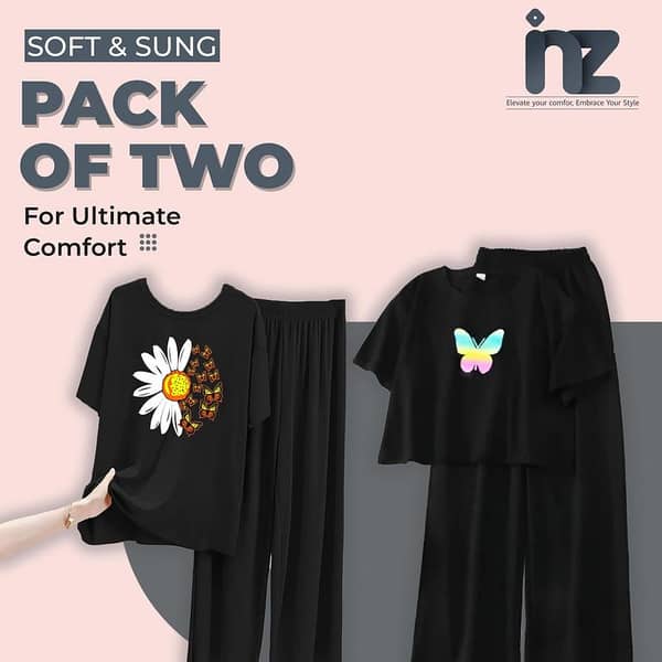 Printed T-Shirts and Trousers Set for Girls - Women’s Oversized Relaxed Lounge Wear