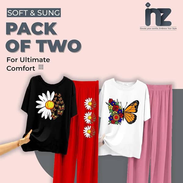 Comfortable Printed T-Shirt and Trouser Set for Women and Girls - Oversized Relaxed Fit