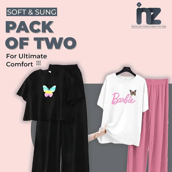 Girls and Women's Love Print Oversized T-Shirt and Trouser Set for Comfortable Relaxation