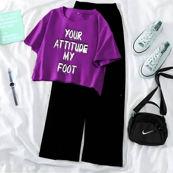 Women's Summer Crop Top and Flapper Trousers Set - Soft Cotton Blend Combo for Casual Wear