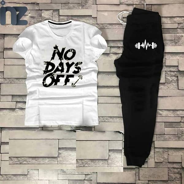 Men's and Boys' Cotton Tracksuit Set: Printed Half Sleeve T-Shirt and Trousers for Casual and Formal Wear