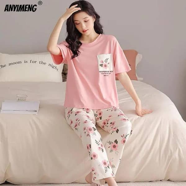 Girls and Women's Love Print Oversized T-Shirts and Trouser Lounge Set