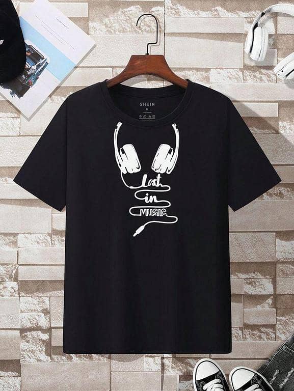 Women’s and Girls’ Oversized White T-Shirt with Music Headphone & Heart Print – Casual Half Sleeve Tee for Summer