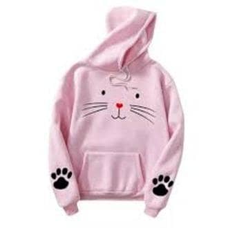 INZ Cat Face Pullover Hoodie for Women and Girls - Soft Fleece Sweatshirt with Paws Design - Cozy Winter Outfit in Multiple Colors