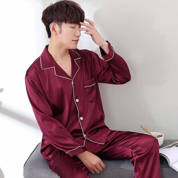 Men's Silk Satin Pajama Set – Shirt and Trouser, Available in Sizes S to XL, Comfortable Sleepwear
