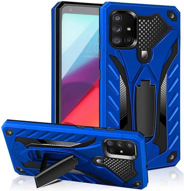 Samsung Galaxy A71 Dual-Layer Armor Back Cover with Kickstand and Shock Absorption