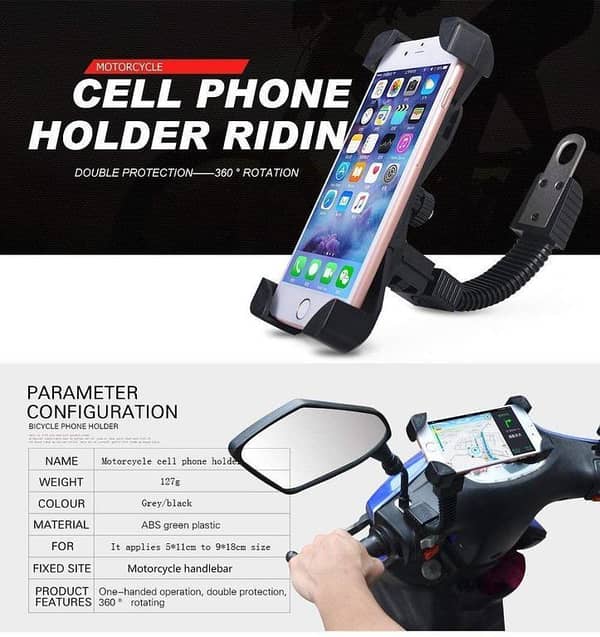 Mobile Phone Handlebar Holder for Bicycles and Motorcycles