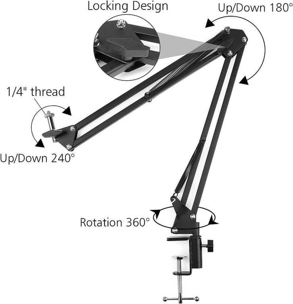 Adjustable Foldable Scissor Arm Stand for Mobile with Mobile Holder and Table Clamp