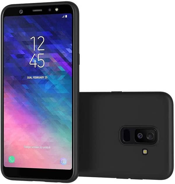 Samsung Galaxy A6 Plus Flexible Matte Black TPU Case with Camera Protection and Drop Resistance