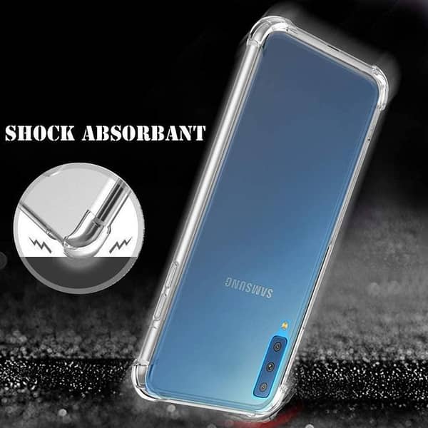 Transparent TPU Case with Anti-Shock Air Cushions for Samsung Galaxy A7 2018 / A750 - Drop Resistant Silicone Back Cover