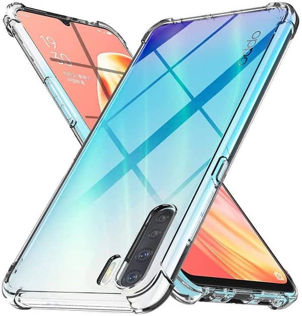 Oppo F15 TPU Case with Transparent Design, Anti-Shock Silicone Back Cover featuring Air Cushions for Drop Protection