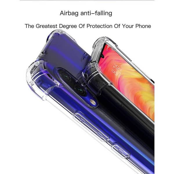 Transparent TPU Case with Air Cushions for Xiaomi Redmi Note 7 Pro - Drop Resistant Silicone Back Cover (0.5MM)