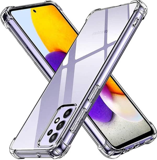 Samsung Galaxy A72 Transparent TPU Bumper Case - Slim Design with Shockproof Protection and Raised Bezel