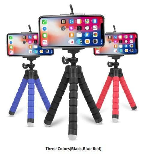 Flexible Mini Tripod for Smartphones and Cameras - Universal Sponge Octopus Stand with Handle Grip