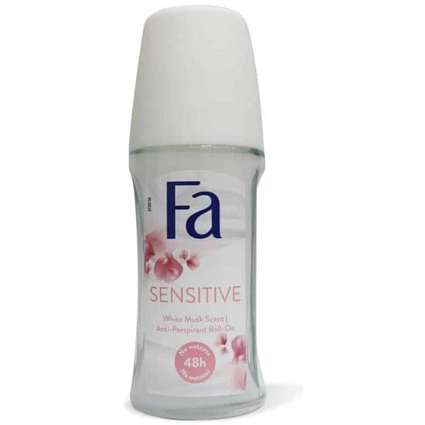 FA Sensitive Roll-On Deodorant, 50ml for Daily Use, Unisex Antiperspirant with Skin-Friendly Formula
