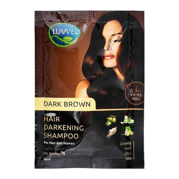 Luvvel 20ml Dark Brown Hair Color Shampoo for Easy Home Application