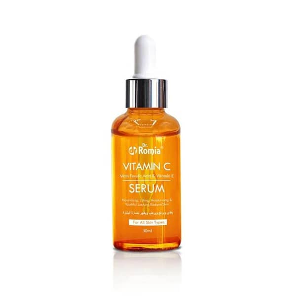 Dr. Romia Vitamin C Serum with Ferulic Acid and Vitamin E for Skin Brightening and Anti-Aging