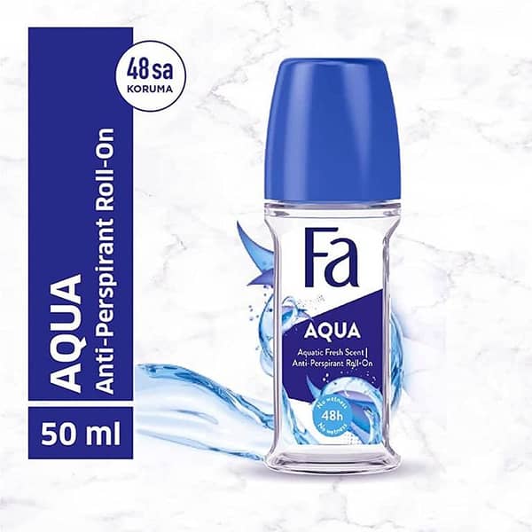 FA Aqua Roll-On Deodorant 50ml for All-Day Freshness and Body Odor Protection