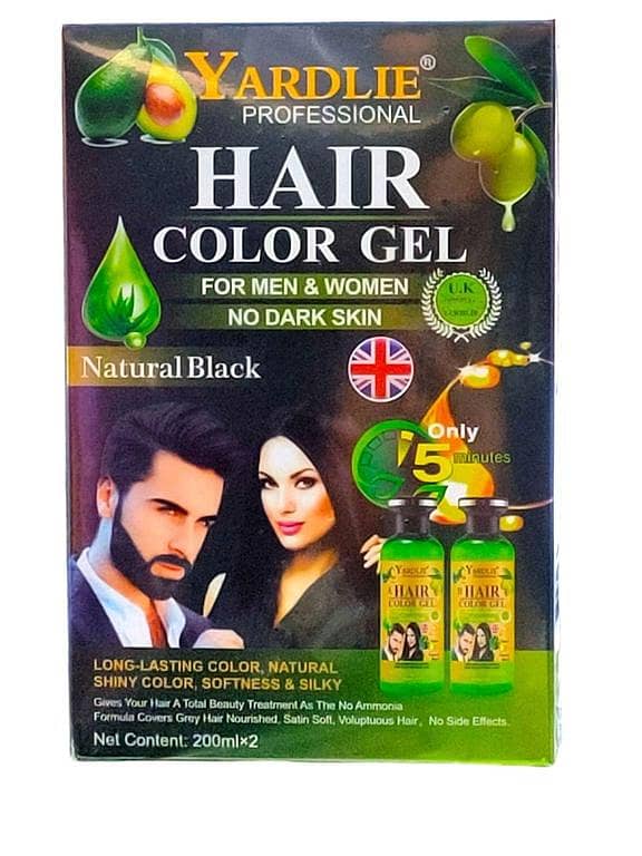 Yardlie Hair Color Gel - Natural Black - 200ml, Pack of 2