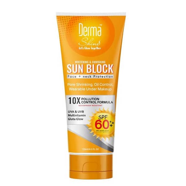 Derma Shine SPF 60 Sun Block, 120ml - Effective UV Protection