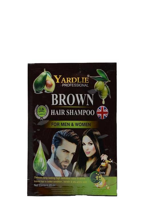Yardlie Brown Hair Color Shampoo - UK Formula Sachet for Easy Application