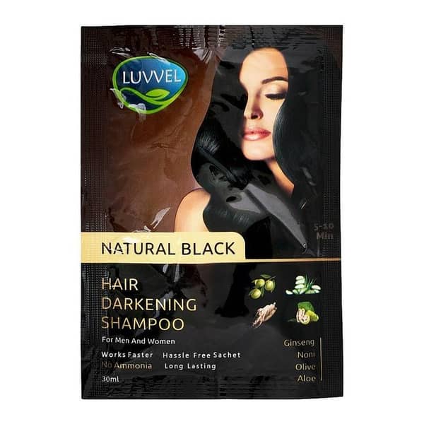 Luvvel Natural Black Hair Color Shampoo - 20ml Size for Easy Application