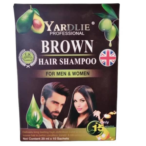 Yardlie Brown Hair Color Shampoo - UK Formula Sachet Pack of 10