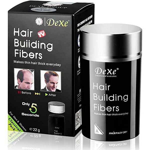 Dexe Hair Building Fibers - Black 22g for Concealing Thinning Hair and Bald Spots
