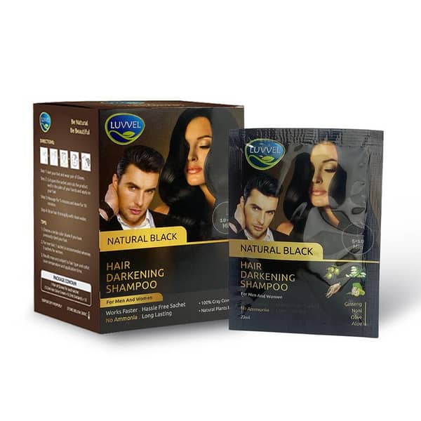 Luvvel Natural Black Hair Color Shampoo 20ml (Pack of 10)