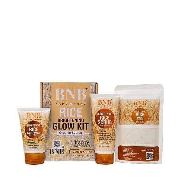BNB Rice 3-in-1 Brightening Glow Kit: Face Wash, Mask, and Scrub