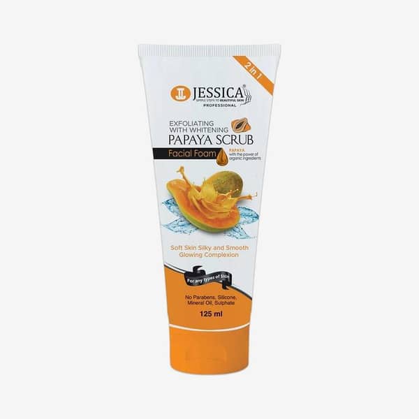 Jessica Papaya Scrub Facial Foam 125ml for Exfoliation and Skin Brightening