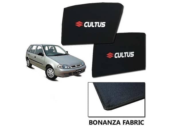 Sun Shades for Suzuki Cultus 2007-2017 with Logo | Bonanza Fabric | Heat Resistant