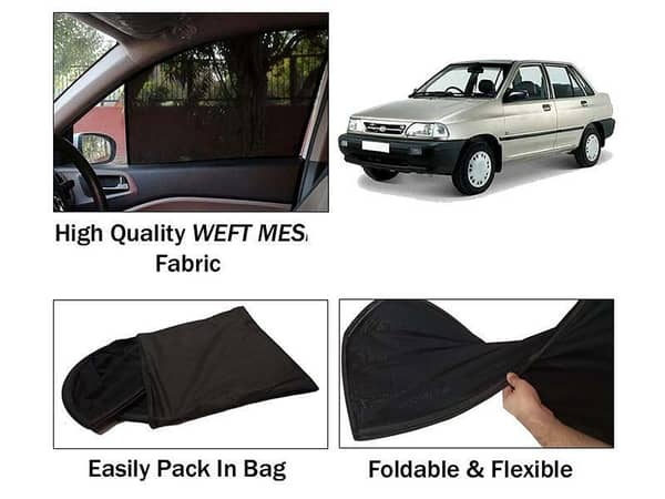 Kia Classic Sun Shades Set of 4 | Foldable Mesh Fabric | Dark Black | Heat Resistant