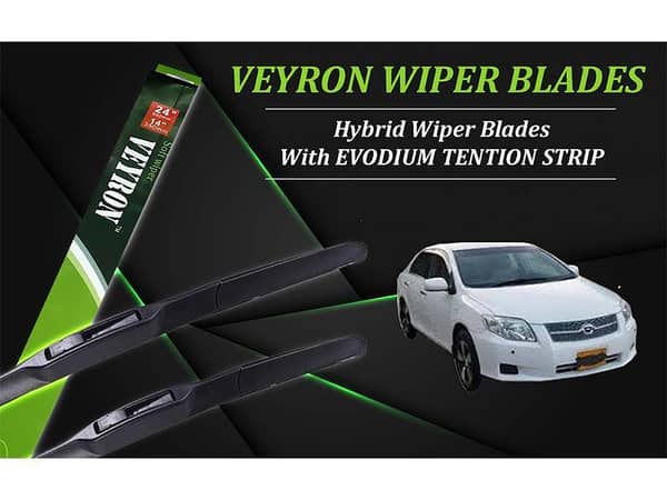 Hybrid Wiper Blades for Toyota Axio 2005-2008 by VEYRON | Graphite Coated and Scratch Resistant