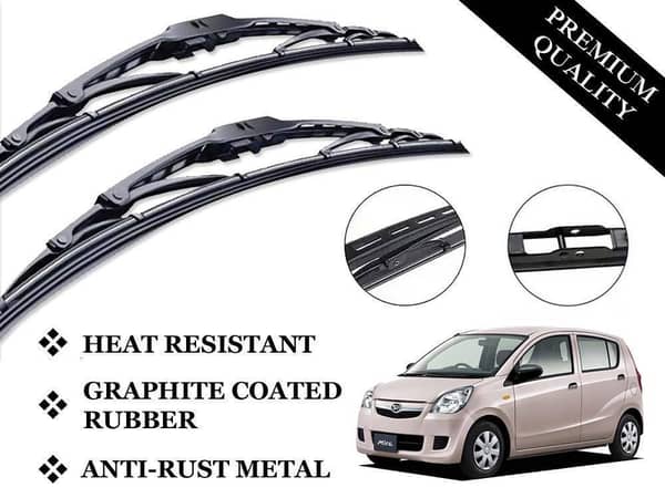 Daihatsu Mira Wiper Blades (2007-2012) - Metal Construction with Graphite Coating and Anti-Rust Features