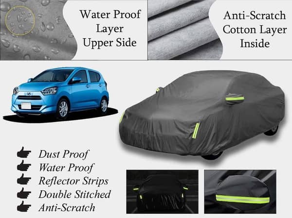 Daihatsu Mira 2018-2022 Grey Top Cover | Double Layer | Waterproof and Dustproof | Anti-Scratch Design