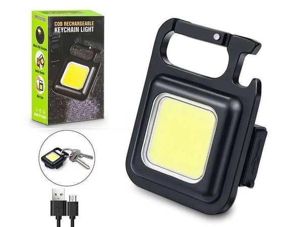 Rechargeable Keychain LED Flashlight with 3 Light Modes and Bottle Opener