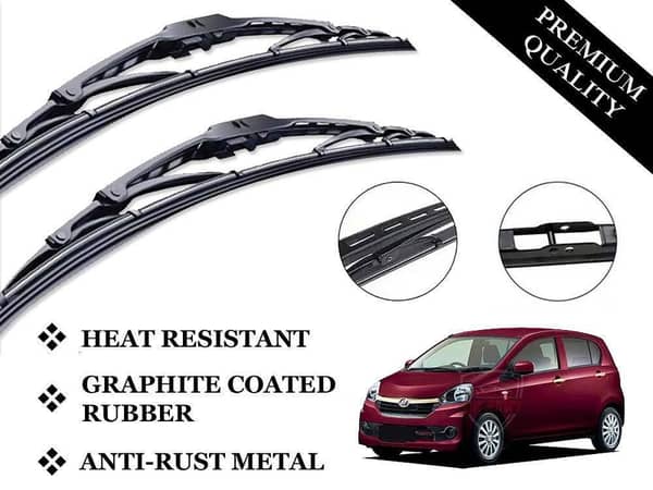 Daihatsu Mira Wiper Blades (2013-2017) - Metal Construction with Graphite Coating and Anti-Rust Features