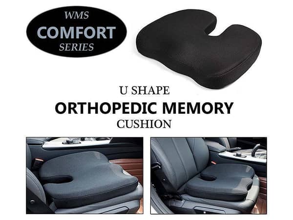 U-Shaped Cushion for Hip Support and Pain Relief in Cars | Memory Foam and Mesh Fabric