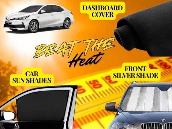 Toyota Corolla Summer Package 2014-2024 | Dashboard Cover and Foldable Sun Shades | Front Silver Shad
