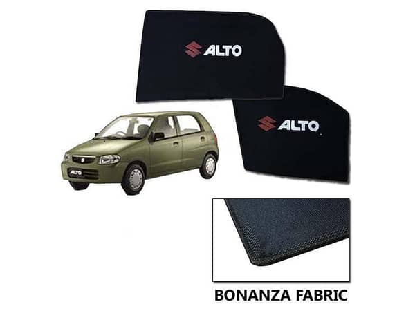 Sun Shades for Suzuki Alto VXR (2000-2012) with Logo | Made from Bonanza Fabric | Heat Resistant