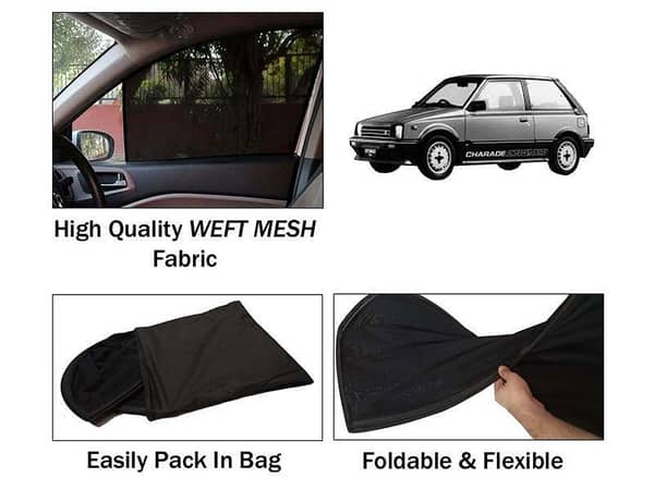 Daihatsu Charade Sun Shades Set (1984-1986) - 4 Pieces, Foldable Mesh Design for Heat Protection