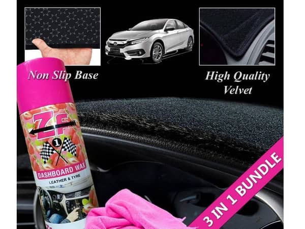Honda Civic 2016-2021 Dashboard Cover, Polish, and Microfiber Cloth - 3 in 1 Set