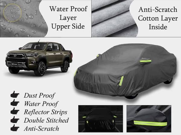 Toyota Hilux Rocco Grey Top Cover - Double Layer, Waterproof, Anti-Scratch, Heat Resistant
